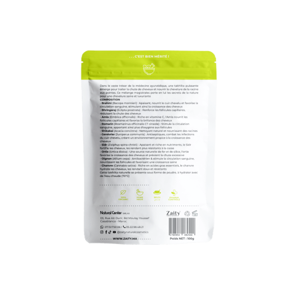 takhlita ayurvédique anti chute pour des cheveux sains et luxuriants 100g